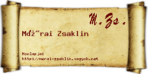 Mérai Zsaklin névjegykártya