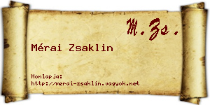 Mérai Zsaklin névjegykártya